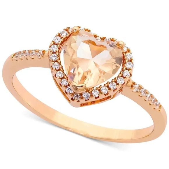 Heart Crystal Halo Rose Gold Ring NWT - Picture 1 of 1